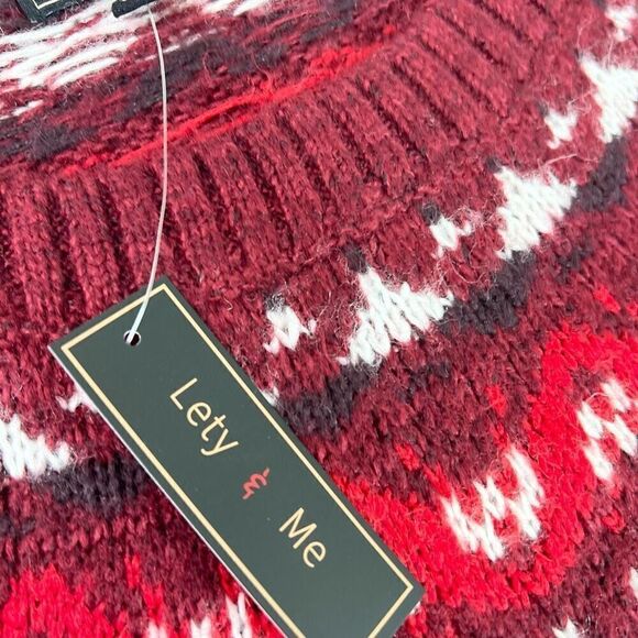 Lety & Me Pullover Sweater Womens 3X Red Fair Isle Pattern Mock Neck NWT - Picture 4 of 11